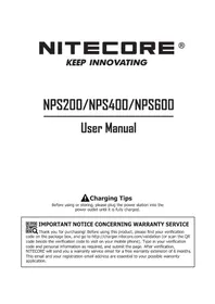 Notice Nitecore NPS400 Battery charger