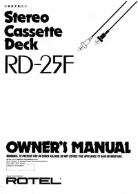 Notice ROTEL RD25F Magnétocassete