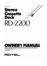 Notice ROTEL RD2200 Magnétocassete