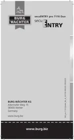 Notice Burg Wächter SECUENTRY 7116 DUO Serrure électronique
