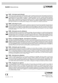 Notice Vimar ELVOX R698 Interphone vidéo