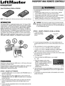 Notice LIFT-MASTER PPV3M Télécommande