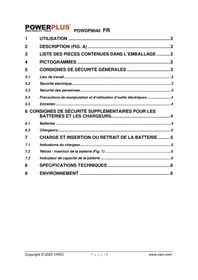 Notice PowerPlus POWDP9040 Batterie