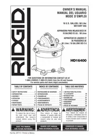 Notice RIDGID HD1640 Aspiradora
