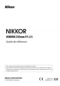 Notice NIKON NIKKOR Z 85MM F1.2 S Objectif photo