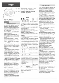 Notice HAGER TXC511 Variateur d'éclairage