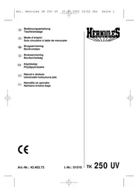 Notice Herkules TK 250 UV Pila