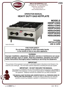 Notice Wells HDHP1230G Cuisinière