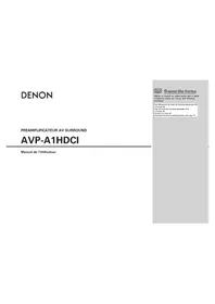 Notice DENON AVPA1HDCI(A) Récepteur audio-vidéo