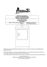 Notice Avanti SGD67D0WG Sèche-linge