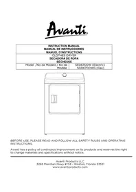 Notice Avanti SED67D0W Sèche-linge