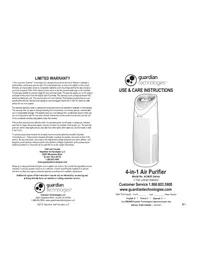Notice GermGuardian AC4625 Purificador de aire