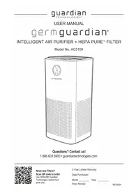 Notice GermGuardian AC5109 Purificateur d'air