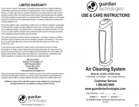 Notice GermGuardian AC4825 Purificateur d'air