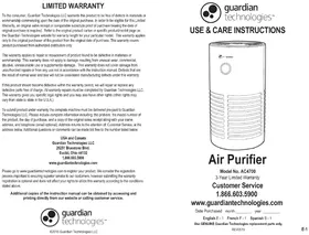 Notice GermGuardian AC4700 Purificateur d'air