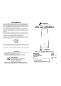 Notice GermGuardian GG3000 Purificateur d'air