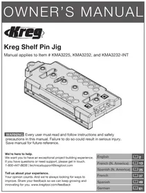 Notice Kreg SHELF PIN JIG Bohrmaschine