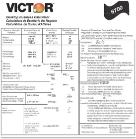 Notice VICTOR 6700 Calculatrice