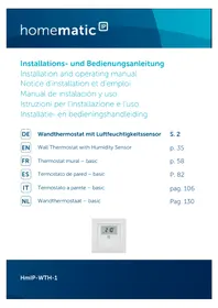 Notice Homematic IP HMIPWTH1 Thermostat