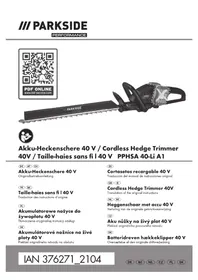 Notice PARKSIDE PPHSA 40LI A1 Taille-haies