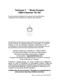 Notice TECHNAXX OBD II TX184 Scanner
