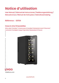 Notice LIVOO GS154 Cave à vin