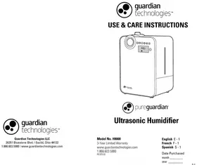 Notice PureGuardian H8000B Humidificateur