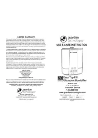 Notice PureGuardian H5225WCA Humidificateur