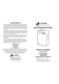 Notice PureGuardian H7560B Humidificateur