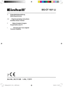 Notice EINHELL BG-CT 18/1 LI Débroussailleuse