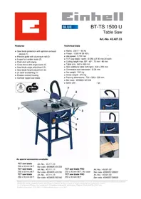 Notice EINHELL BT-TS 1500 U Scie électrique