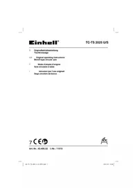 Notice EINHELL TC-TS 2025 U/S Scie électrique