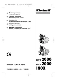 Notice EINHELL HWA 2000 INOX Pompe de surface