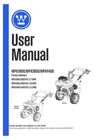 Notice WESTINGHOUSE WPX3800 Limpiador de alta presion