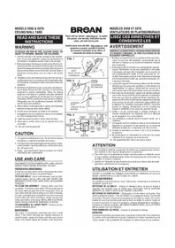 Notice BROAN E050 Ventilateur
