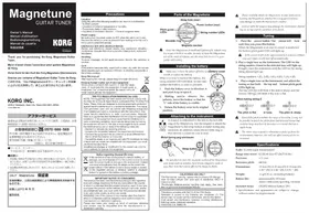 Notice KORG MAGNETUNE MG1 Non catégorisé