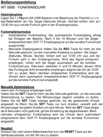 Notice TECHNOLINE WT 8998 Horloge