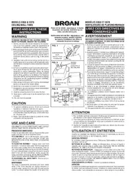 Notice BROAN E0F70 Ventilateur