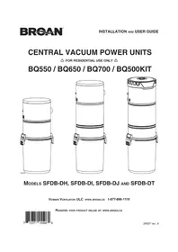 Notice BROAN BQ550 Vacuum Cleaner
