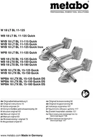 Notice METABO WPBA 18 LTX BL 15-125 QUICK DS Grinder