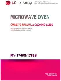 Notice LG MV-1765S Built-in oven