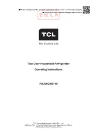Notice TCL RB305GM3110 Réfrigérateur