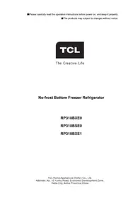 Notice TCL RP318BXE1 Réfrigérateur