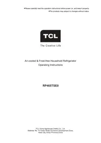 Notice TCL RP465TSE0 Réfrigérateur