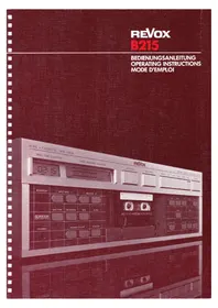 Notice REVOX B215 Magnétocassete