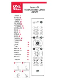 Notice ONE FOR ALL ESSENCE TV URC 1211 Télécommande