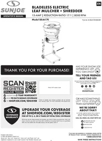 Notice Sun Joe SDJ617E Mechanical chipper