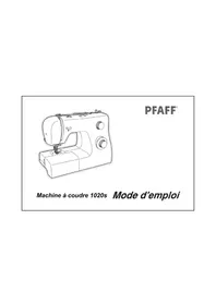 Notice PFAFF 1020S Machine à coudre