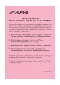 Notice ALPINE S2-S68 Haut-parleur