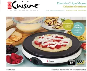 Notice Euro Cuisine CM20 Machine à yaourt